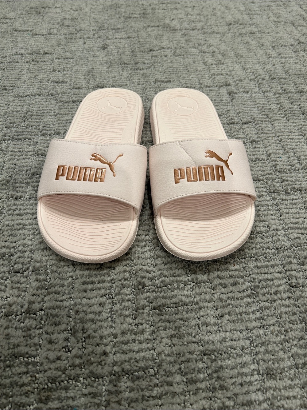 Puma Rose Pink Slides with Metallic Rose-Gold Logo 7